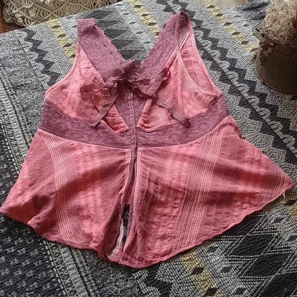 Free People top! Corset Tunic Flowy Tank Boho!